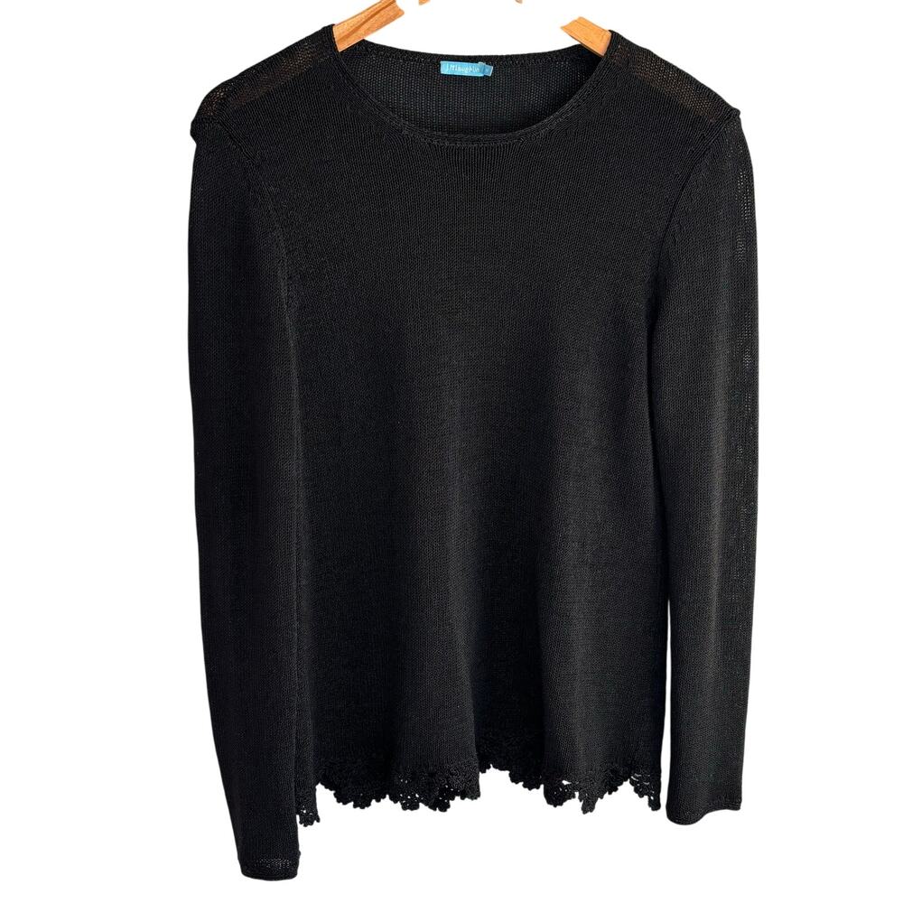 J. McLaughlin Black Textured Open Knit Sweater - size Medium